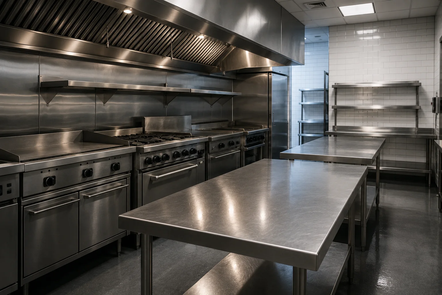 Commercial kitchen after a full clean