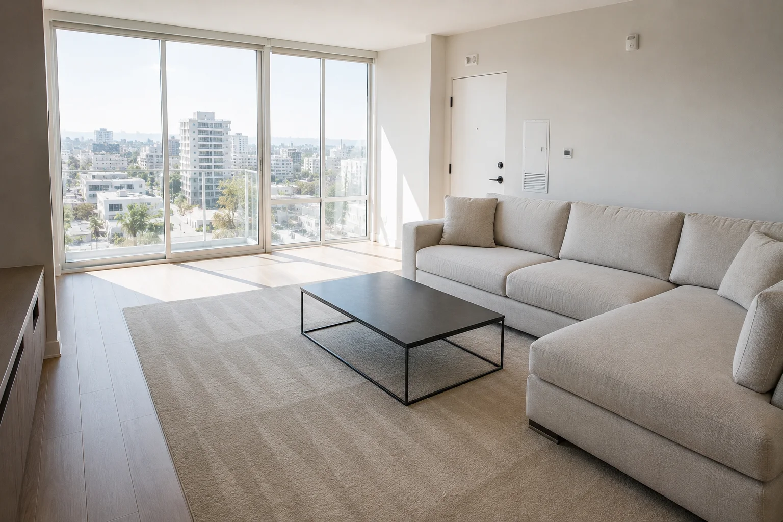 Los Angeles apartment living room after cleaning